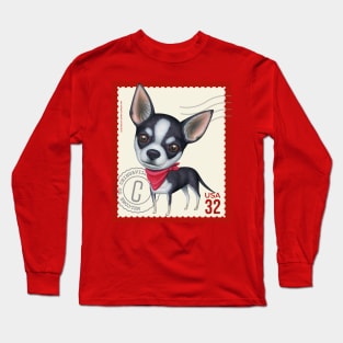 Funny Black and White Chihuahua Dog posing cutely Long Sleeve T-Shirt